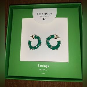 Kate Spade Emerald Green Earrings with Silver Details